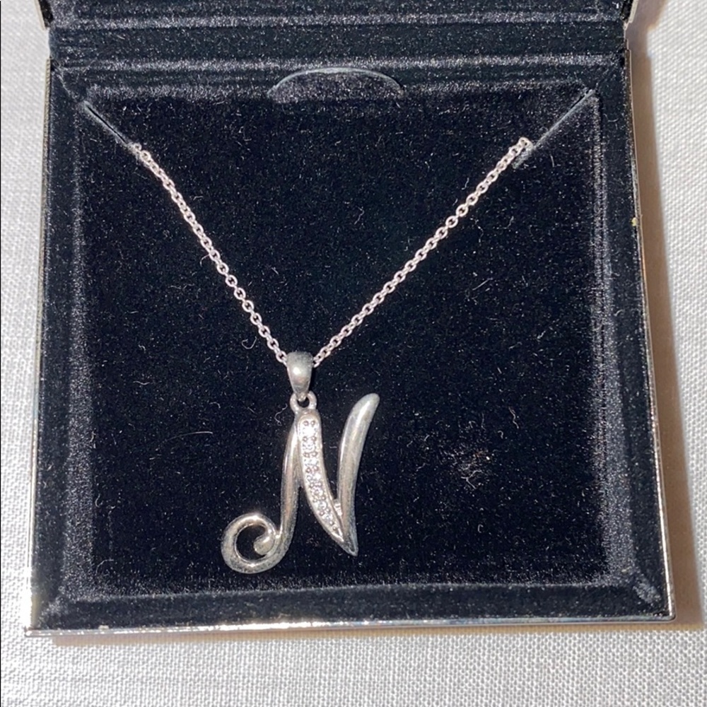 Sterling Silver Script Initial Necklace